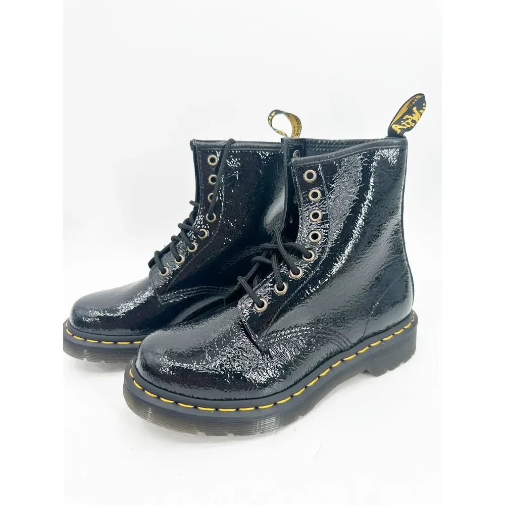 Dr.‎ Martens 1460 Boots 6 Black Distressed Patent Leather